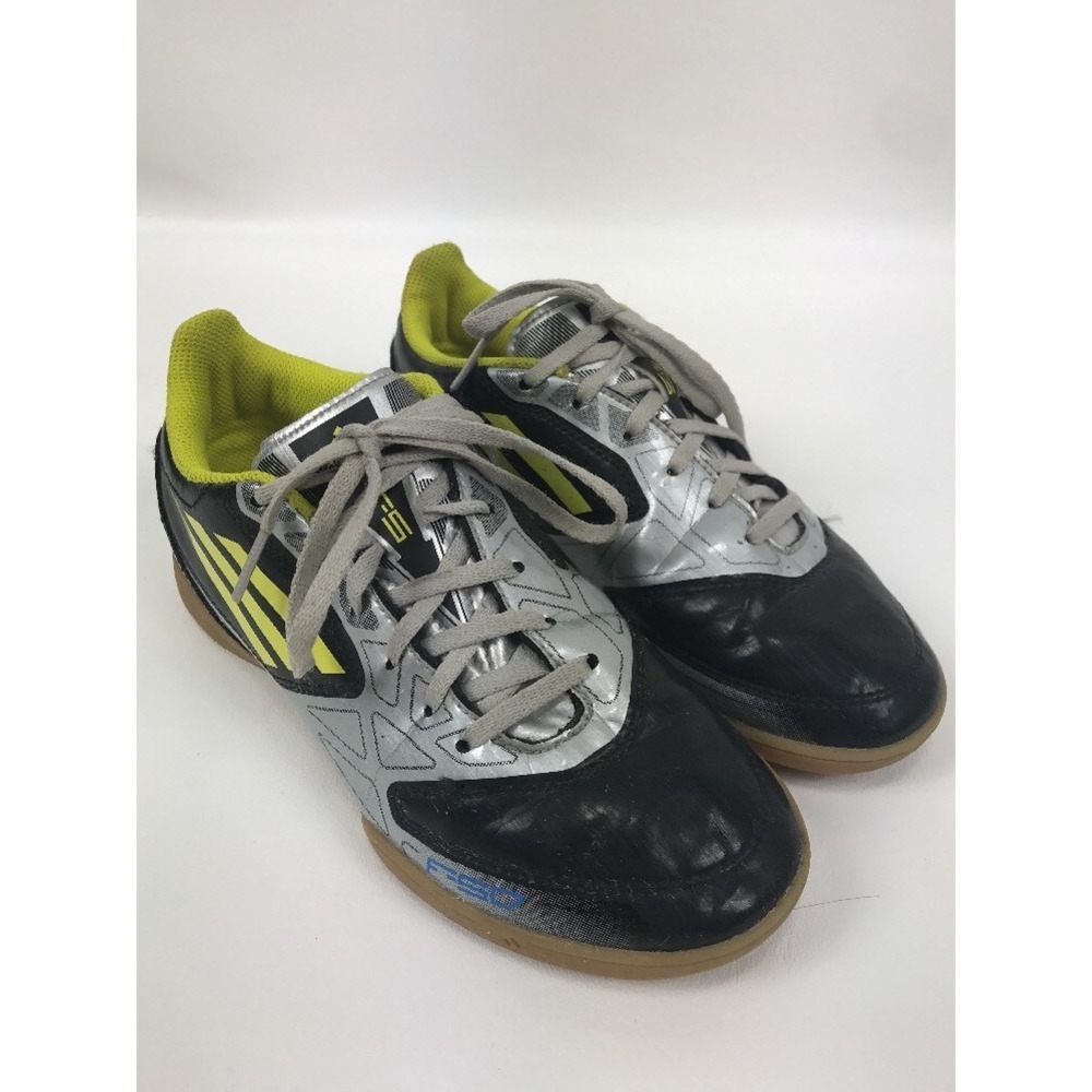 Adidas F-50 Indoor Soccer Shoes Youth Size 3.5 Black Silver Yellow
